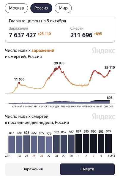 Смертность от коронавируса продолжает ставить рекорды