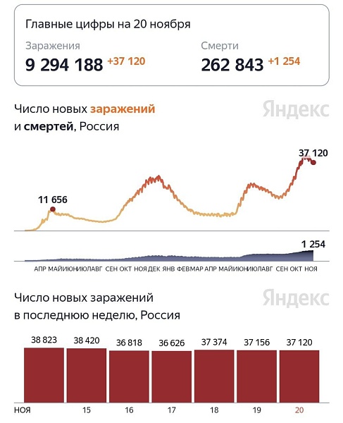 Смертность от коронавируса повторила вчерашний антирекорд - 1254 человека умерло за сутки