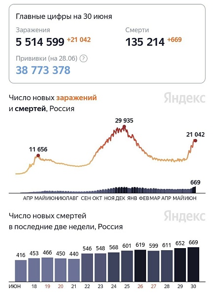 В России зафиксировали новый рекорд по смертям от коронавируса
За последние сутки от COVID-19 умерли 669 человек