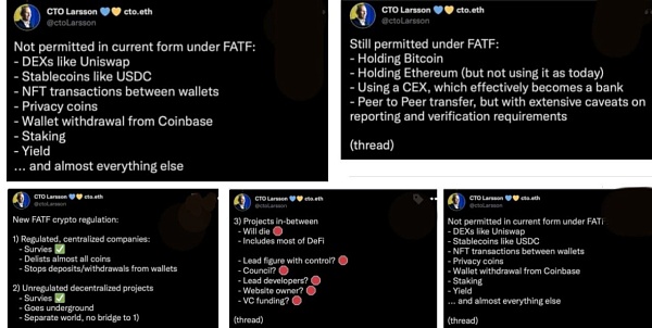 Группа разработки финансовых мер борьбы с отмыванием денег(FATF) заинтересовалась рынком криптовалют и предлагает его существенно преобразовать - всё счета должны быть неанонимными, отрицаются стейблкойны-NFT-DeFi, хотят делистинг токенов, предлагают рас